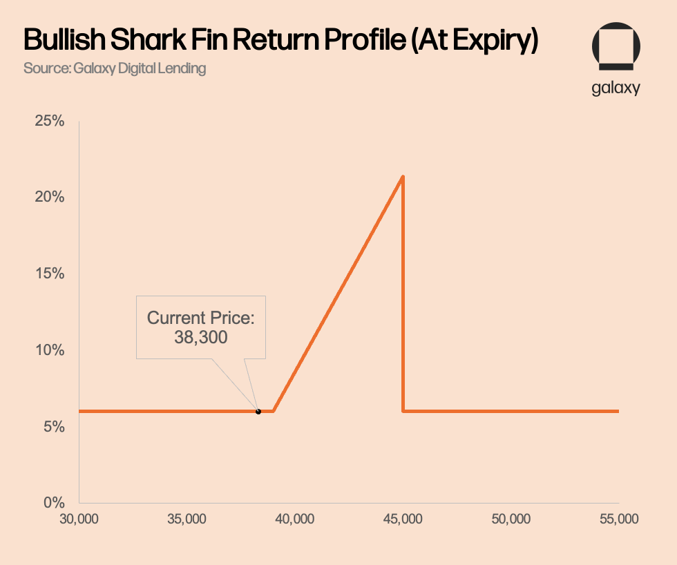 Bullish Shark Fin Return Profile (At Expiry)